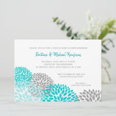 Paare Babydusche Einladung, Türkis-Grau Einladung (Stehend Vorderseite)