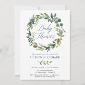 Paare Babydusche, geschlechtsneutrales Grün blau Einladung (Vorderseite)