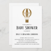 Paare Babydusche Gold Glitzer Heißluftballon Einladung (Vorne/Hinten)