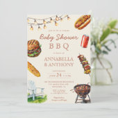 Paare Babydusche GRILLEN Grill Sommer Einladung (Stehend Vorderseite)