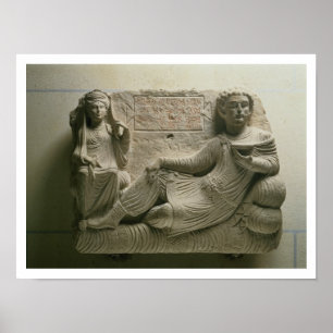 Paare bei einem Bankett, Grabstätten aus Palmyra,  Poster