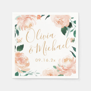 Paare betiteln Aquarellfarben-Blumenhochzeit Serviette