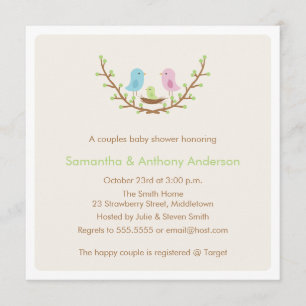Paare Bird Baby Shower Invitation Gender Neutral Einladung