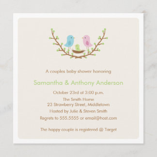 Paare Bird Baby Shower Invitation Gender Neutral Einladung