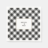 Paare Black Gingham Couples Dusche Cocktail Serviette (Vorderseite)
