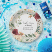 Paare Brautparty Aquarell Blütengraue Koralle Pappteller (Party)