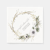 Paare Brautparty Blumenreath Anemone Rustikal Serviette (Vorderseite)