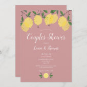 Paare Brautparty Lemons Dusty Rose Einladung (Vorne/Hinten)