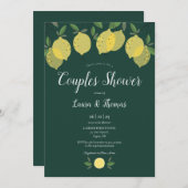 Paare Brautparty Lemons Emerald Green Einladung (Vorne/Hinten)