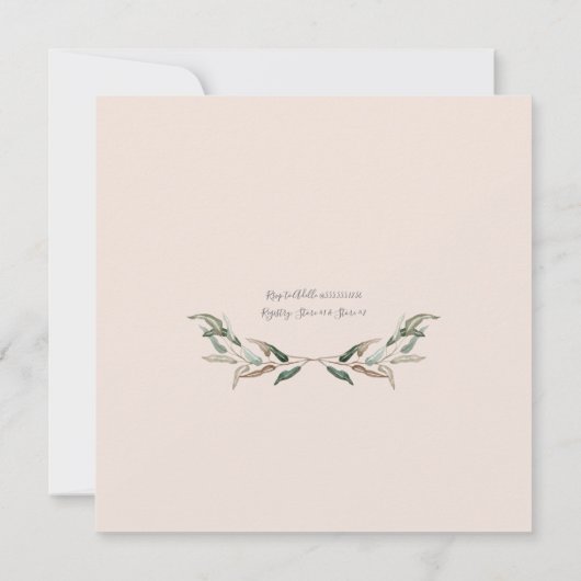 Paare Brautparty Rustikale Weiße Blüten mit Oliven Einladung (Rückseite)