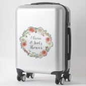 Paare Brautparty Wasserfarben Blumenkranz Aufkleber (Koffer)