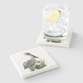 Paare Brown-Pelikane kundengerecht Steinuntersetzer (Seitenansicht)