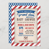 Paare Coed Baseball Baby Dusche Vintag Einladung (Vorne/Hinten)