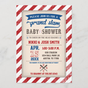 Paare Coed Baseball Baby Dusche Vintag Einladung