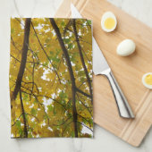 Paare der gelben Ahornbäume Herbstnatur Geschirrtuch (Viertel Falte)