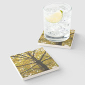 Paare der gelben Ahornbäume Herbstnatur Steinuntersetzer (Seitenansicht)