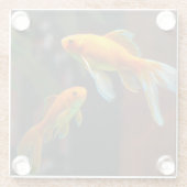 Paare des glücklichen Goldfischs Glasuntersetzer (Rückseite)