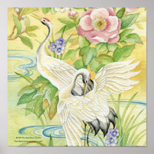 Paare des Kran-Druckes Poster