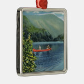 Paare, die auf einem See Canoeing sind Silbernes Ornament (Rechts)