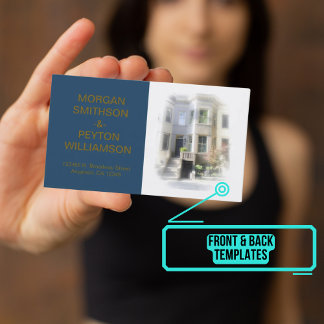 Paare, die die Karte anrufen - Foto w Border Blue