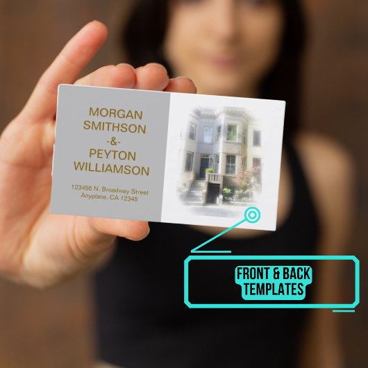 Paare, die die Karte anrufen - Foto w Border Grau