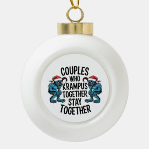 Paare, die Krampus zusammen bleiben zusammen XMAS Keramik Kugel-Ornament
