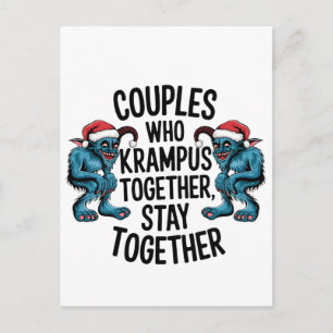 Paare, die Krampus zusammen bleiben zusammen XMAS Postkarte