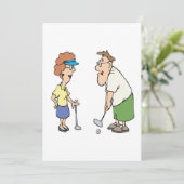 Paare, die zusammen Golf spielen, Bleibe Einladung (Stehend Vorderseite)