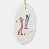 Paare, die zusammen Golf spielen, Bleibe Keramikornament (Rechts)