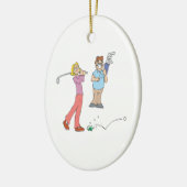 Paare, die zusammen Golf spielen, Bleibe Keramikornament (Links)