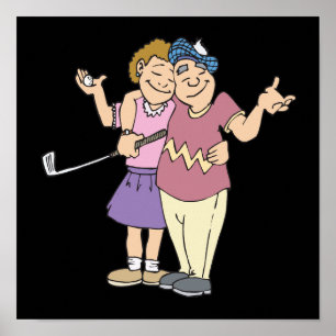 Paare, die zusammen Golf spielen, bleibe zusammen Poster