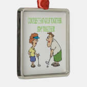 Paare, die zusammen Golf spielen, bleibe zusammen Silbernes Ornament (Rechts)
