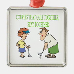 Paare, die zusammen Golf spielen, bleibe zusammen Silbernes Ornament