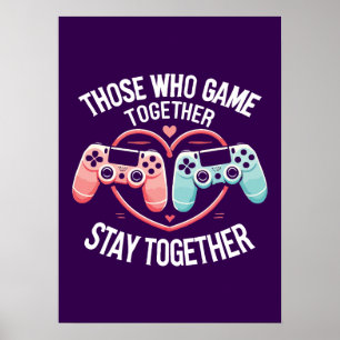 Paare, die zusammen spielen - Gaming Couverliebte Poster