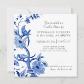 Paare Dusche Blaue asiatische China Wasserfarbe Einladung (Vorderseite)