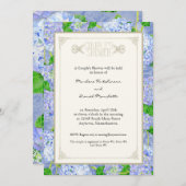 Paare Dusche Blue Hydrangea Spitzen Floral Formal Einladung (Vorne/Hinten)