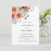 Paare Dusche, duschiges Blau, Pfirsichbäume Einladung (Stehend Vorderseite)