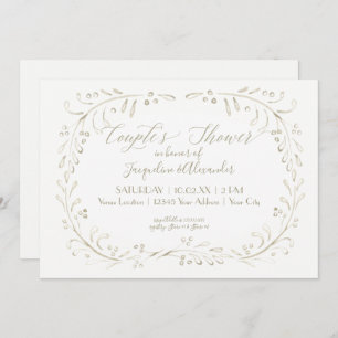 Paare Dusche Einfache Wasserfarbe Moderne Leaf Kun Einladung