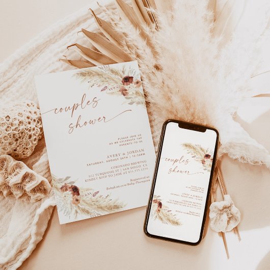 Paare Dusche einladen | Boho Co-Ed Baby Shower Einladung