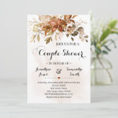 Paare Dusche Fall Blätter Herbst Hochzeit Einladung (Stehend Vorderseite)