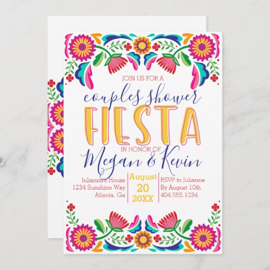 Paare Dusche Fiesta Einladung, Einladung (Vorne/Hinten)