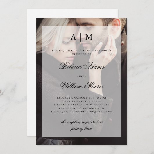 Paare Dusche Foto Einladung mit Overlay (Vorne/Hinten)