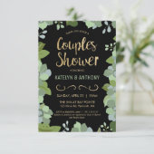 Paare Dusche Invite - Gold, Elegant, kundenspezifi Einladung (Stehend Vorderseite)