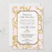 Paare Dusche Marmorpapier Rose Gold Pink Einladung (Vorderseite)