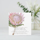 Paare Dusche Moderne Vintage Rosa Protea Blume Einladung (Stehend Vorderseite)