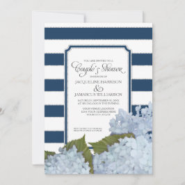 Paare Dusche Navy Blue Hydrangea Script Art Deco Einladung