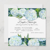 Paare Dusche Peacock Blue White Hydrangea Floral Einladung (Vorderseite)