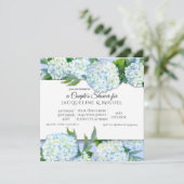 Paare Dusche Periwinkle n White Hydrangea Floral Einladung (Stehend Vorderseite)