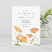 Paare Dusche Poppies Watercolor Florals Einladung (Stehend Vorderseite)