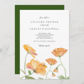 Paare Dusche Poppies Watercolor Florals Einladung (Vorne/Hinten)